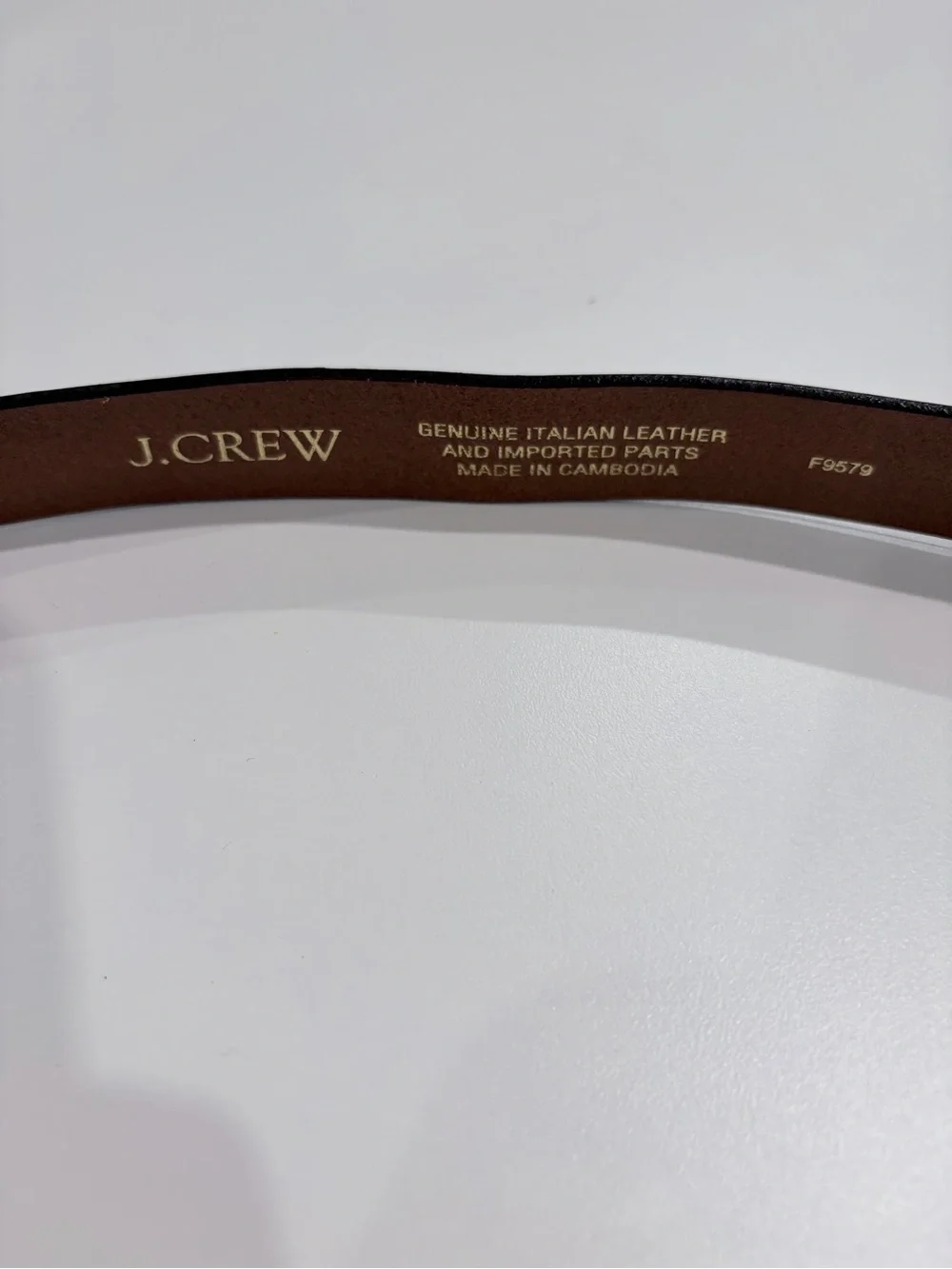 J. Crew Chestnut Leather Belt with Gold Curved Buckle
